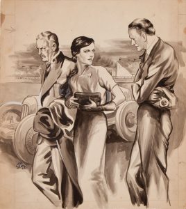 One of the pieces Joe Simon produced in the 1930s to illustrate fiction in the newspapers. © 2014 the Estate of Joseph H. Simon.
